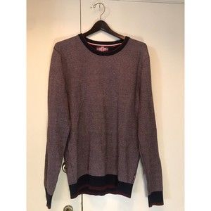 Soul Of London Crewneck Sweater Textured Knit Burgundy Band Hem Organic Cotton L